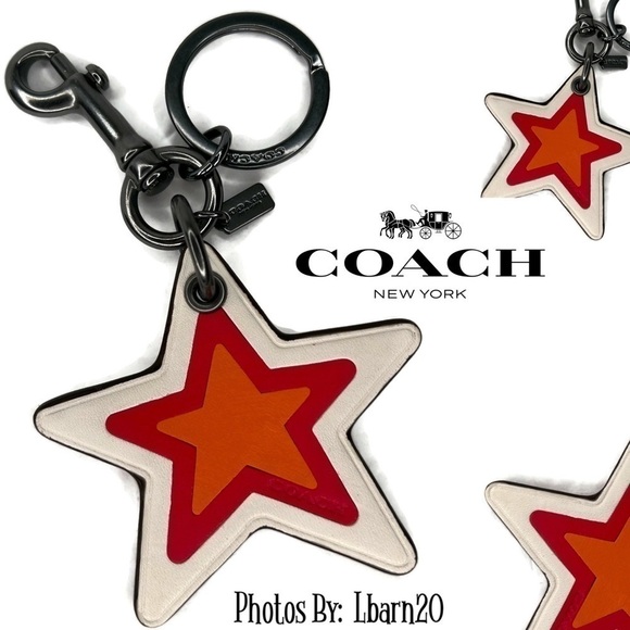 PAC-MAN LEATHER STAR KEYCHAIN CHARM FOB - Picture 1 of 5